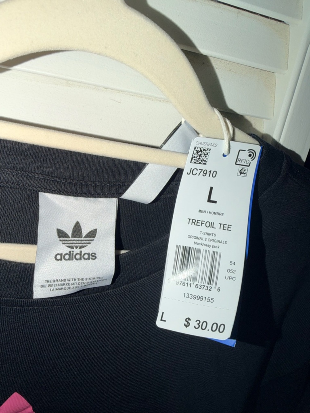 adidas Black T-Shirt with Pink Trefoil Logo NWT - Picture 3 of 4